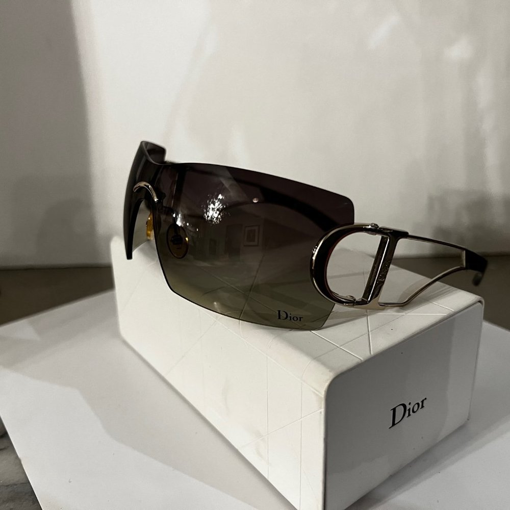 Vintage Christian Dior DIORLY 2 Shield SUNGLASSES CASE POUCH CARD Y2K Galliano